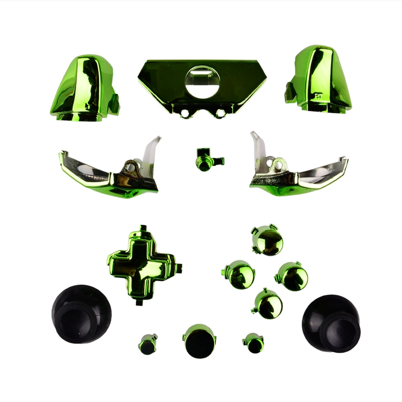 For Xbox One Controller Mod Kit Repair Parts Full Set Buttons Chrome Green