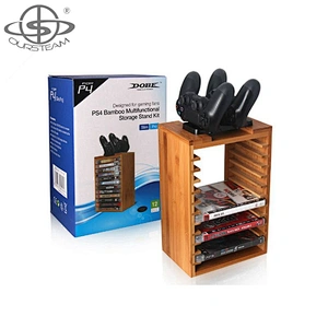 Bamboo Multifunction CD Storage Tower Stand Holder Shelf Kit for PS4