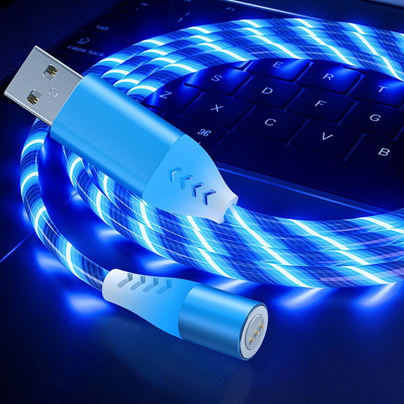 Manufacturer Game Accessories 2M Magnetic Adapter USB Charging Cable With Rotating LED AM16 For PS5 For PS4 Controller