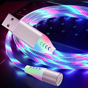 Manufacturer Game Accessories 2M Magnetic Adapter USB Charging Cable With Rotating LED AM16 For PS5 For PS4 Controller