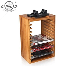 Bamboo Multifunction CD Storage Tower Stand Holder Shelf Kit for PS4