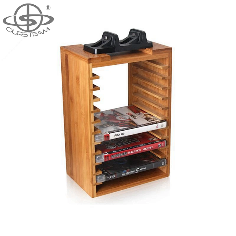 Bamboo Multifunction CD Storage Tower Stand Holder Shelf Kit for PS4