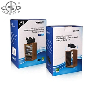 Bamboo Multifunction CD Storage Tower Stand Holder Shelf Kit for PS4
