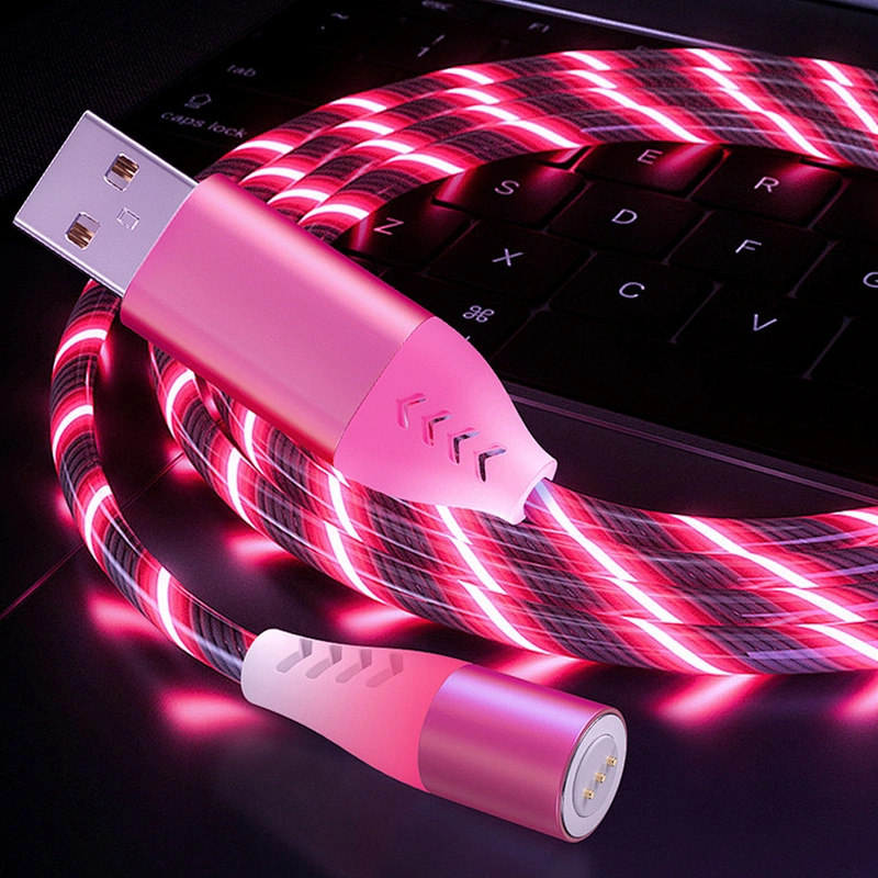 Manufacturer Game Accessories 2M Magnetic Adapter USB Charging Cable With Rotating LED AM16 For PS5 For PS4 Controller
