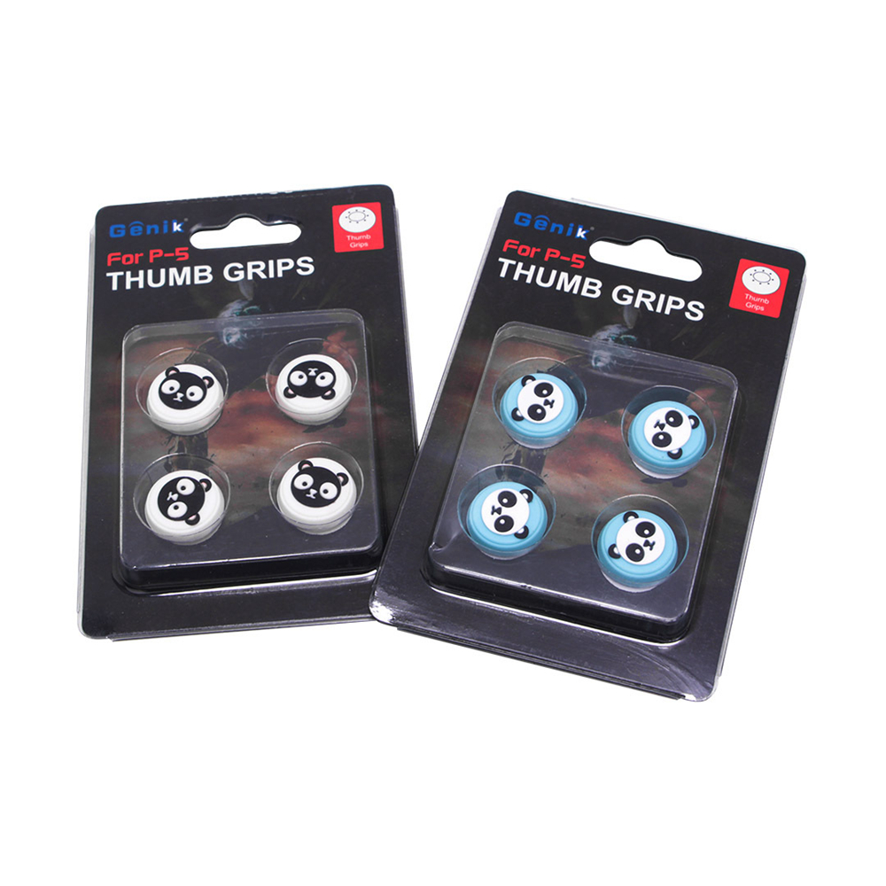 Cute Panda Custom Design For PS5 For PS4 Silicone Thumb Stick Grip Kits Analog Covers Joystick Button Protector For Game Pad