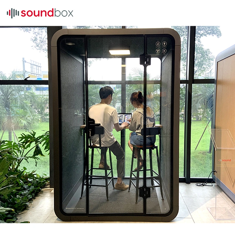 akustik vocal glass booth make by sound proof material with light