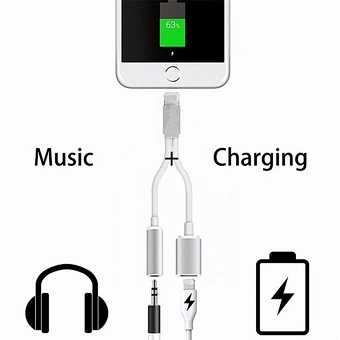 2 in 1 Audio Headphone Splitter 8 pin double light ning Charging Cable Connector Adapter for iphone