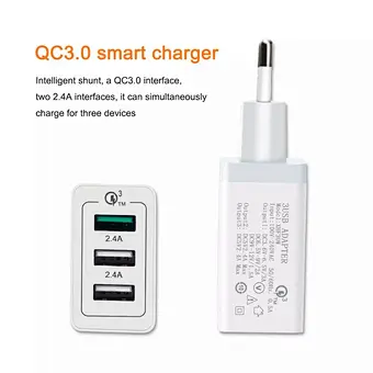 Travel 3 USB QC 3.0 quick mobile phone charger