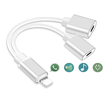 dual Jack Music Call Converter 2 in 1 audio charger splitter cable for iphone