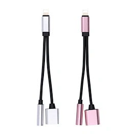 2 in 1 Audio Headphone Splitter 8 pin double light ning Charging Cable Connector Adapter for iphone