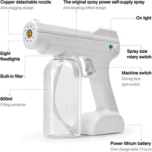 Atomizer Spray Blue Light rechargable nano mist  sprayer