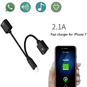 dual Jack Music Call Converter 2 in 1 audio charger splitter cable for iphone