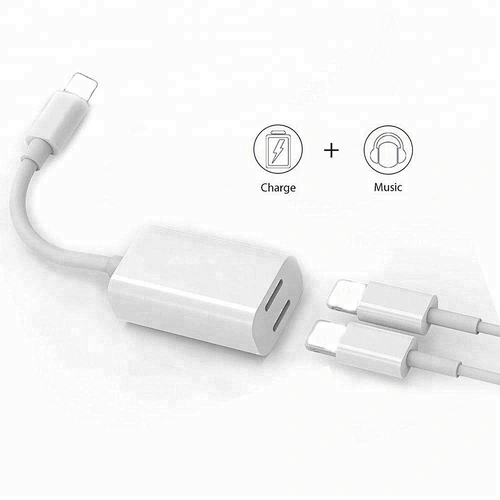 2 In 1 dual Light-ning jack audio Splitter Cable music call Phone Charging Adapter