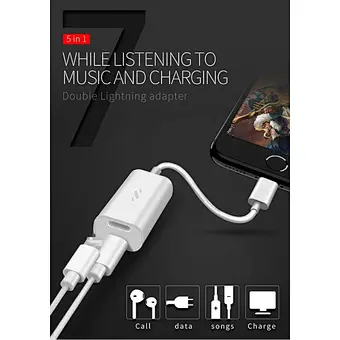 2019 Dual Adapter Splitter Replacement for Phone 8 Pin 2 in 1 Headphone Jack Aux Audio converter Cable