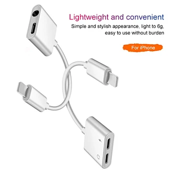2019 Dual Dongle Splitter Support iPhone for Using 3.5MM Jack Headphone and Charging adapter cable