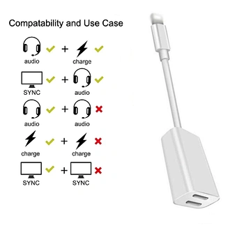 2 In 1 dual Light-ning jack audio Splitter Cable music call Phone Charging Adapter