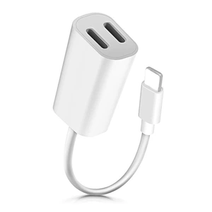 2 In 1 dual Light-ning jack audio Splitter Cable music call Phone Charging Adapter