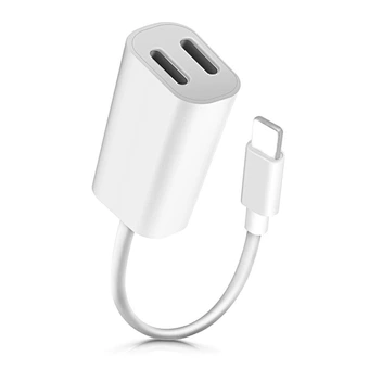 2 In 1 dual Light-ning jack audio Splitter Cable music call Phone Charging Adapter