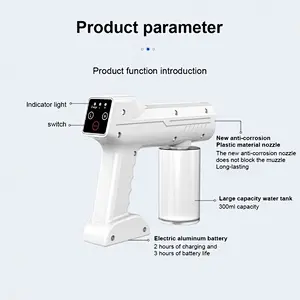 Mist Disinfection Machine Blue Light Sprayer Portable Steam Atomizer Blue Light nano fogging sprayer gun