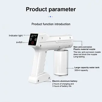Mist Disinfection Machine Blue Light Sprayer Portable Steam Atomizer Blue Light nano fogging sprayer gun