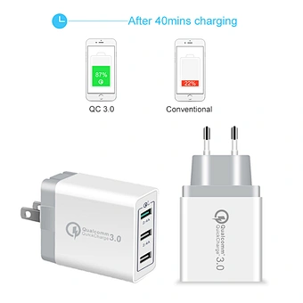 Travel 3 USB QC 3.0 quick mobile phone charger