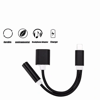 2 in 1 Audio Headphone Splitter 8 pin double light ning Charging Cable Connector Adapter for iphone