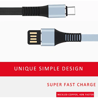 Flat type C fast charging USB cable micro data cable