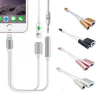 2 in 1 Audio Headphone Splitter 8 pin double light ning Charging Cable Connector Adapter for iphone