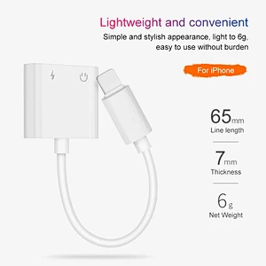 2019 Dual Dongle Splitter Support iPhone for Using 3.5MM Jack Headphone and Charging adapter cable