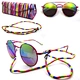 A Set Packing With Round Metal Sunglasses+Triple Fold Case+ Colorful Rope