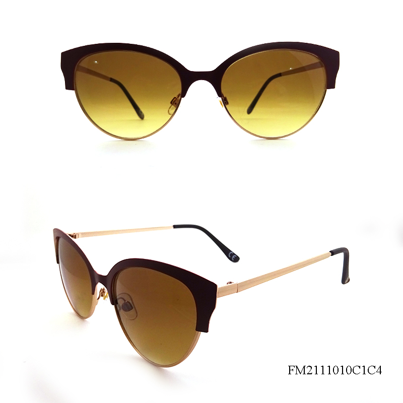 Metal Frame Oval Lens Sunglasses