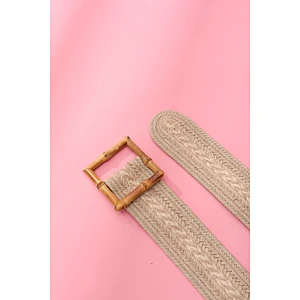 Ladies' belt with cord and bamboo buckle