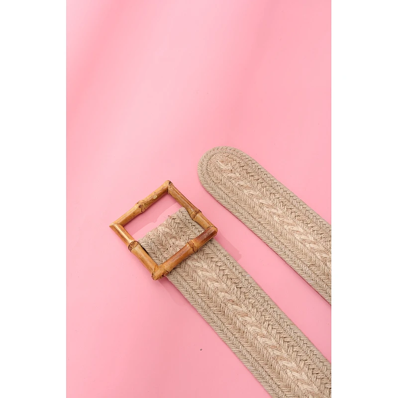 Ladies' belt with cord and bamboo buckle