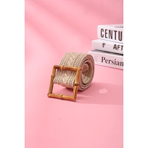 Ladies' belt with cord and bamboo buckle