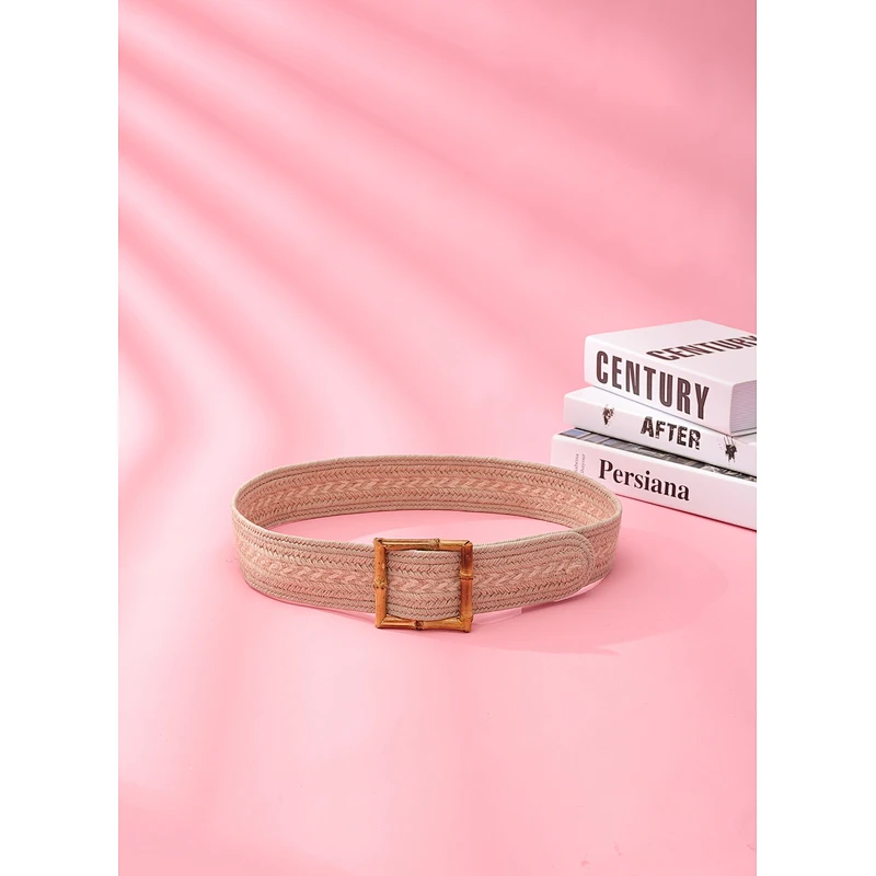 Ladies' belt with cord and bamboo buckle