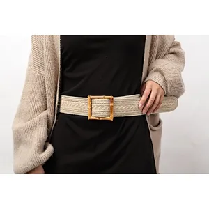 Ladies' belt with cord and bamboo buckle