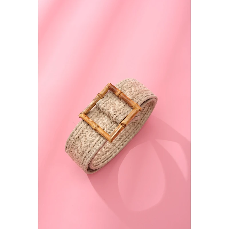 Ladies' belt with cord and bamboo buckle