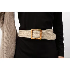 Ladies' belt with cord and bamboo buckle