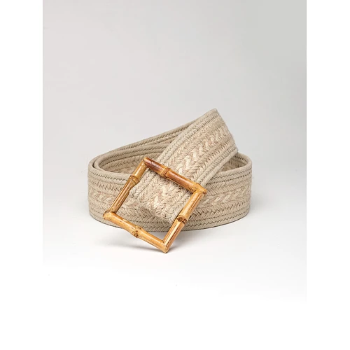 Ladies' belt with cord and bamboo buckle