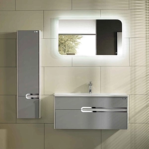 SM1090 LED modern gray PVC bathroom vanity