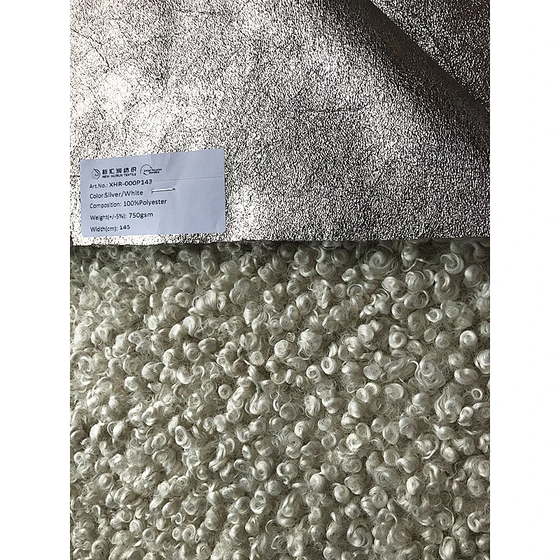 Foiled Suede Bonded With Curly Fur Shinny Fabric