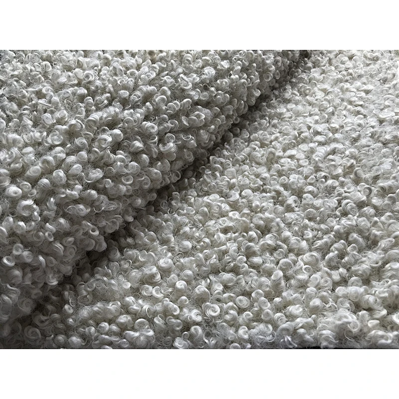 Foiled Suede Bonded With Curly Fur Shinny Fabric