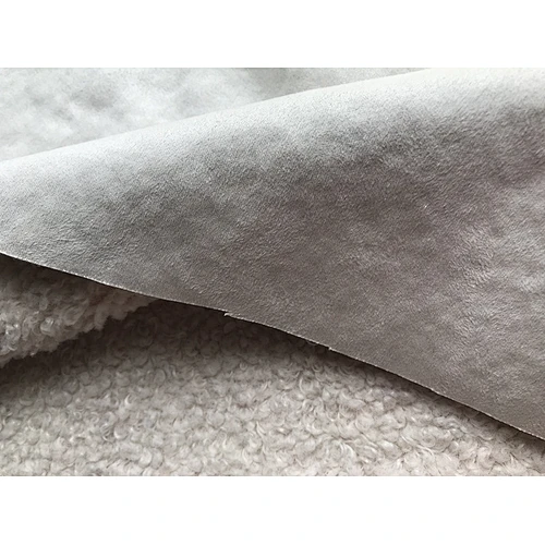 Soft suede bonded with curly plush fur