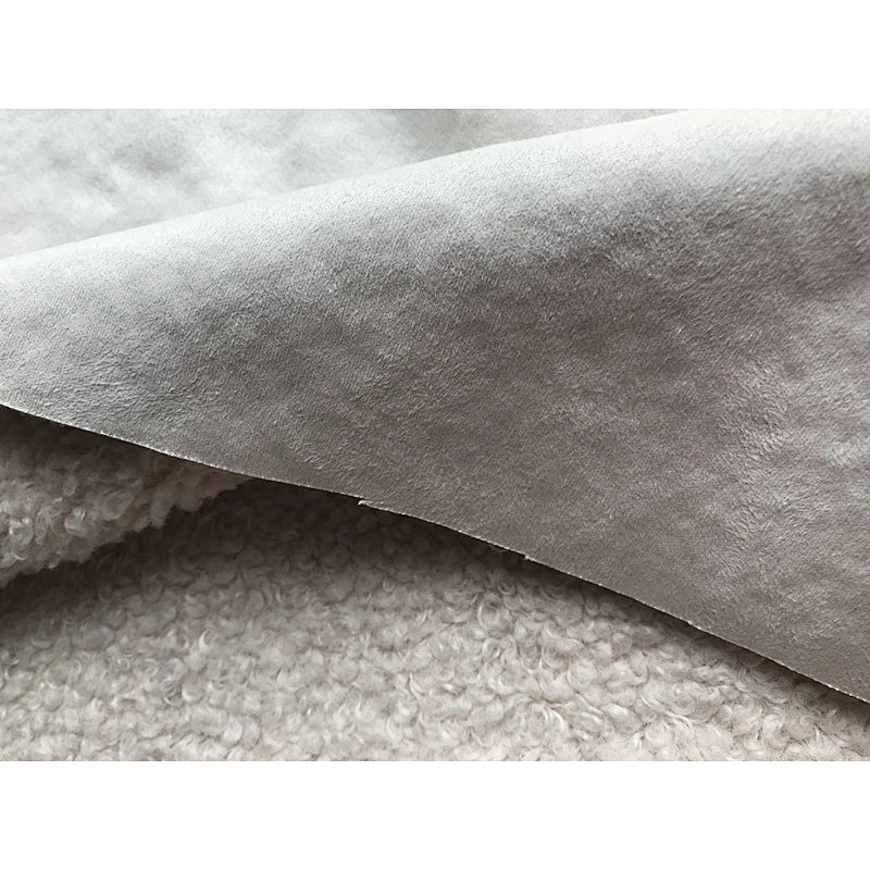 Soft suede bonded with curly plush fur