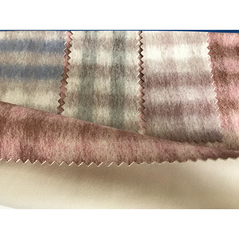 Woolen printing effect scuba suede