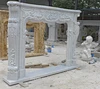 High Quality European Pure White Hand-Carved Marble Stone Fireplace Mantel