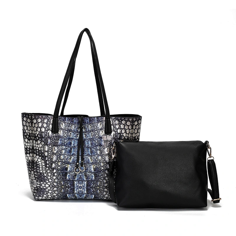 2020 newest branded fashion custom luxury ladies handbag lady 2Pieces pu leather tote bags set
