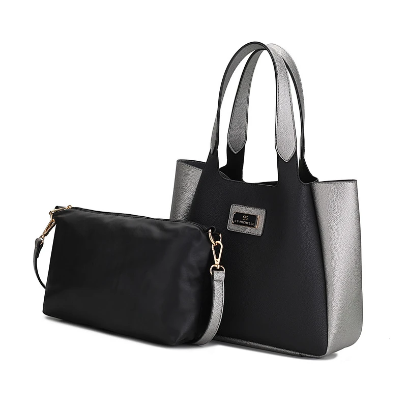 2Pcs Women Handbags Set pu Leather Shoulder Bags Large Capacity Casual Tote Bag