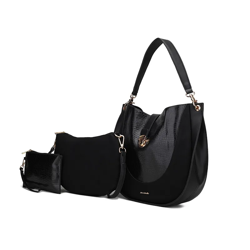 Ladies Cross Body Shoulder Bag Tote Clutch Card Purses Women Bags 6pcs Handbag Set