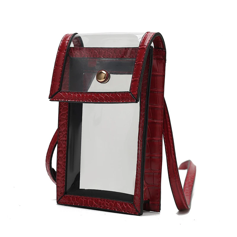 Fashion Women Small Pocket Purse Mini Shoulder Bags Transparent Touch Screen Mobile Phone Bag
